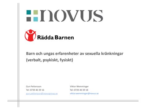 Novus Barn Och Ungas Erfarenheter Av Sexuella Kr Nkningar R Dda Barnen