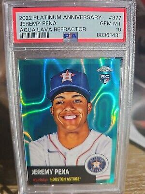 2022 Platinum Anniversary Jeremy Pena AQUA LAVA REFRACTOR 377 RC PSA10