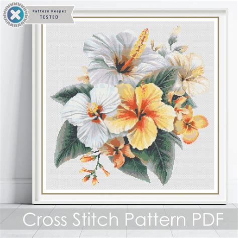 Tropical Hibiscus Cross Stitch Pattern Simone Balman Art