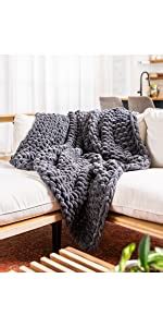 Amazon SAMIAH LUXE Chunky Knit Blanket 50x60 Sandstone Light