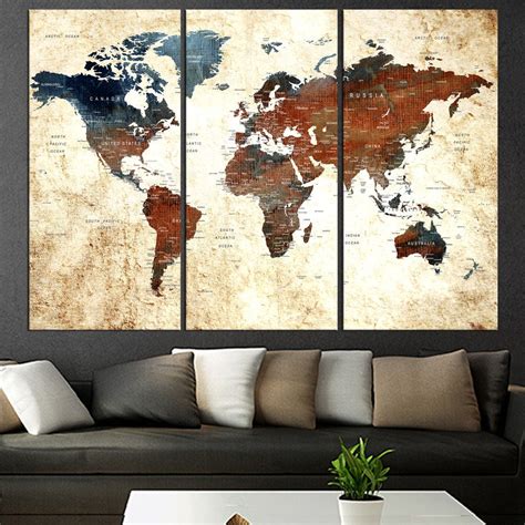 World Map Wall Art Canvas Large Wall Decor Extra Large Wall | Etsy