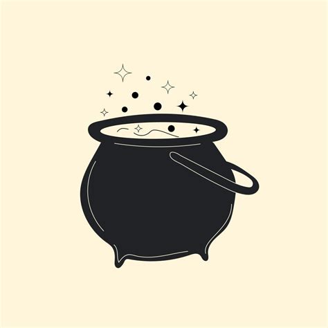 Cartoon witches cauldron with potion, bubbles , witchcraft, boiling potions. Symbol of Halloween ...