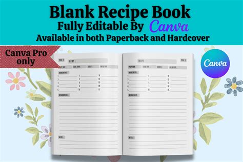 Blank Recipe Book Canva Template Graphic By KDP Design Printable