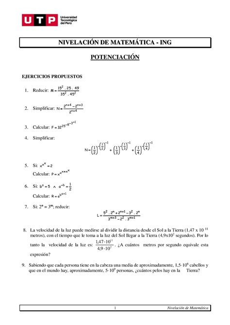 S04 s1 Resolver ejercicios 1 Nivelación de Matemática NIVELACIÓN DE