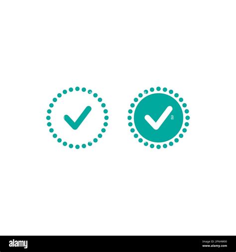 Valid Seal Icons Set Blue Circle With Dots And Tick Flat Ok Sticker