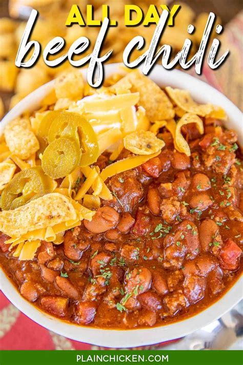 Slow Cooker All Day Beef Chili Seriously The Best Chili Recipe Super Simple To Make And