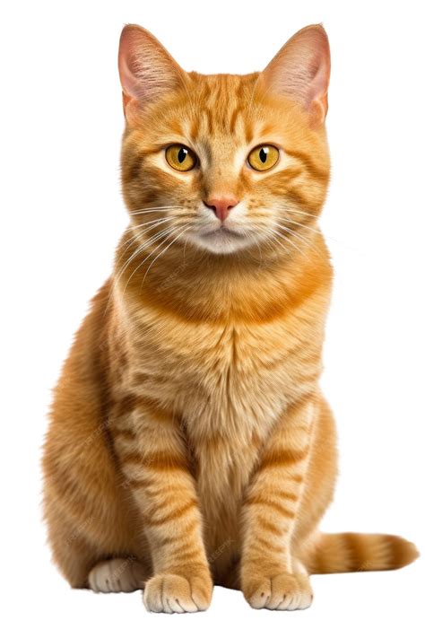 Premium Psd An Orange Tabby Cat Sitting And Staring At The Viewer