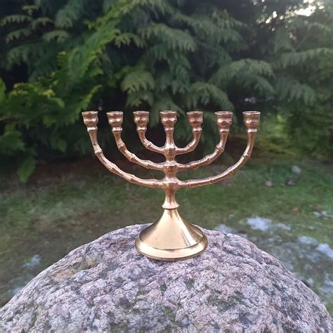 Vintage Jewish Menorah Brass Mini Candle Holder Stamped Malm 7 Seven