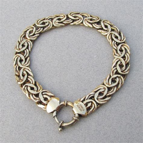 Vintage Turkish Gold Filled Sterling Silver Flat Byzantine Link