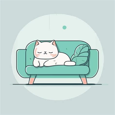 Un Dessin Animé D un Chat Blanc Dormant Sur Un Canapé Vecteur Premium