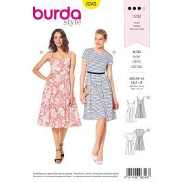 Patrón Burda 6343 Vestido para mujer tallas 36 a 46 Mondial Tissus