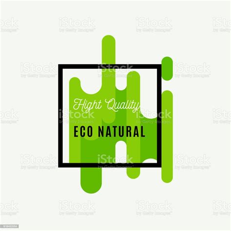 Eco Icon Label Organic Tags Natural Product Element Flat Stamp Natural