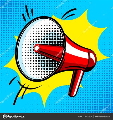 Loudspeaker Comic Book Style Vector Illustration Stock Vector By