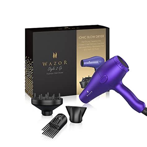 Wazor Lightweight Hair Dryer With Diffuser Negative Ionic Professional