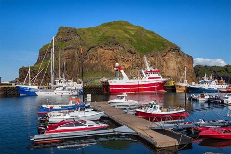 Boats In Vestmannaeyjar Island Port Iceland Stock Photo Image Of