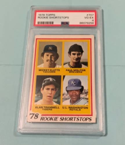 1978 Topps 707 Rookie Shortstops Paul Molitor Alan Trammell Baseball