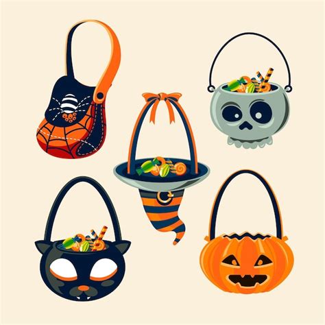 Colecci N De Bolsos De Halloween Dibujados A Mano Vector Gratis