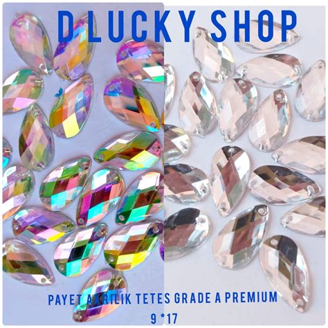 Jual Payet Diamond Kristal Akrilik Jahit Tetes Grade A Uk Per