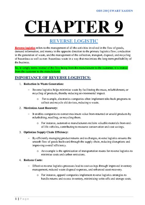 Chapter Reverse Logistic Obs Chapter Reverse Logistic