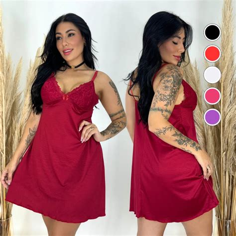 Camisola Renda Feminina Pijama Sexy Sensual Lingerie Conforto Linha