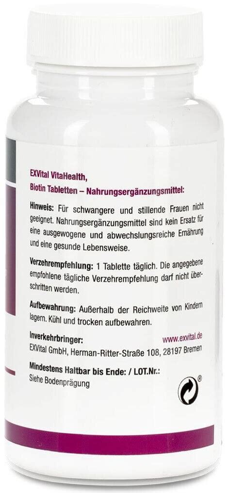 Exvital Biotin Tabletten Stk Ab Preisvergleich Bei