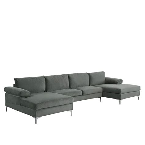 Buy Casa Andrea Milano Modern Large Velvet Fabric U-Shape Sectional ...