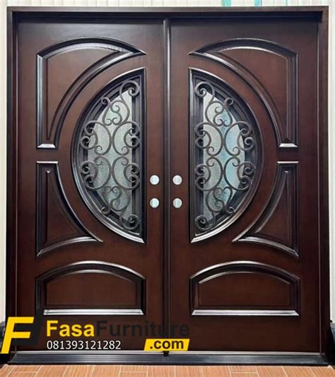 Pintu Rumah Terbaru Model Kaca Tralis Tengah Fasa Furniture Jepara