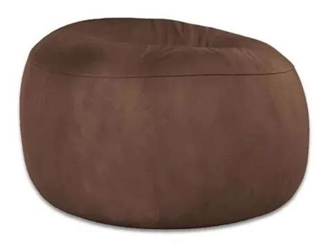 Puff Redondo Gigante Enchimento 140x20 Diâmetro Suede Cor Marrom