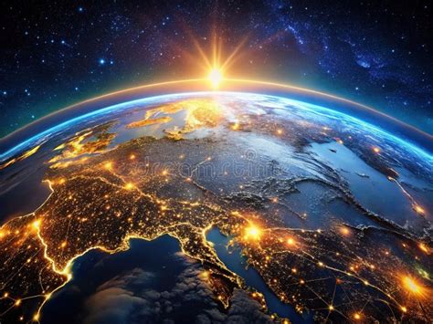 stunning global city lights  space  high definition view  earth