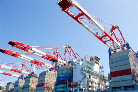 Cranes and cargo ship editorial image. Image of beach - 178013070