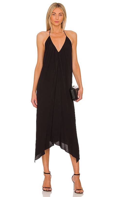 Bobi Luxe Crepe Midi Dress In Black Revolve