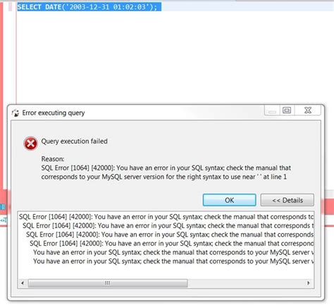 Dbeaver Mysql Date Function Error Error Code 1064 Sql State 42000 You Have An Error In Your