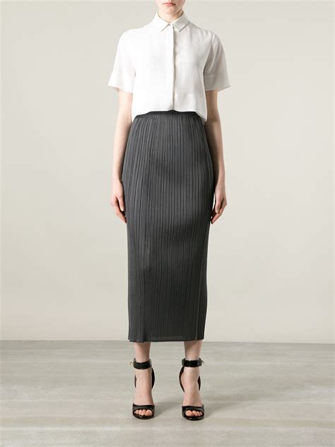 Pleats Please Issey Miyake Pleated Skirt In Gray Lyst