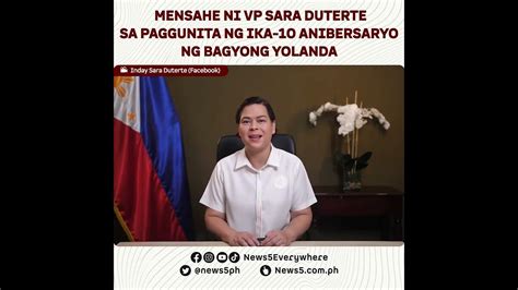 Vp Duterte Inalala Ang Hagupit Ng Super Typhoon Yolanda Isang Dekada