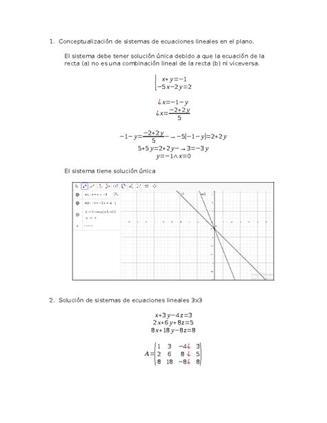 Sistemas De Ecuaciones Lineales Rectas Y Planos Conceptualizaci N De