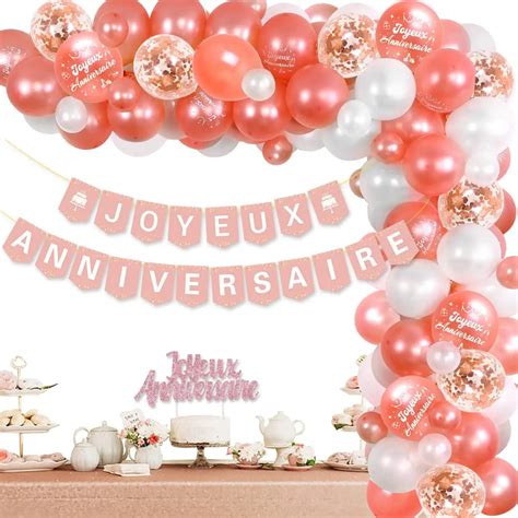 «Cheereveal Rose Gold Joyeux Anniversaire Balloons Kit Glitter Joyeux ...