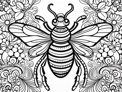 Artistic Honey Bee Coloring Journey Coloring Page