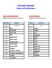 Extra Credit Worksheet Pdf EXTRA CREDIT WORKSHEET Vitamins And Drug