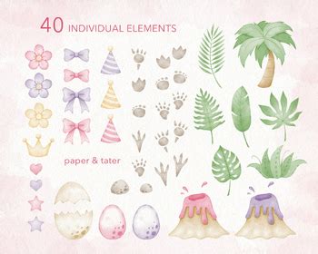 Baby Pink Dinosaurs Watercolor Clipart Cute Baby Girl Dinos Png