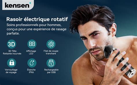 Kensen Rasoir Electriques Hommes Rasoir T Te Rotative Rasoir Etanche