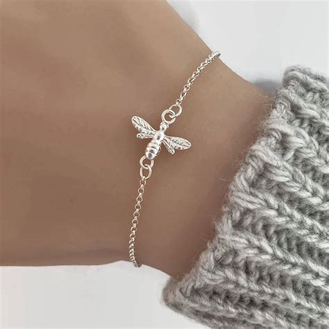 Bee Bracelet In Sterling Silver Honey Bee Bracelet Etsy Uk