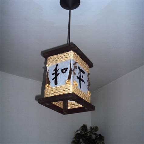 Lustre De Teto Lumin Ria R Stico De Corda Japon S Ideograma