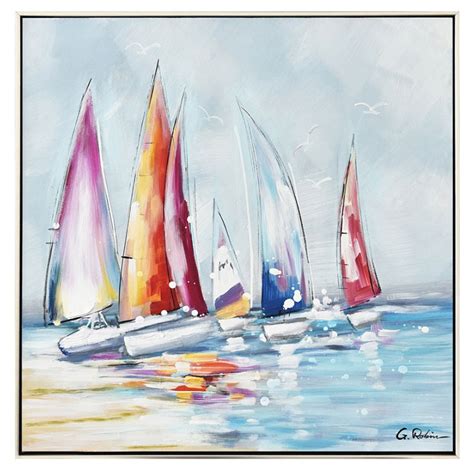 Tableau Design Th Me Mer Voiliers Sortie En Mer Aux Tons Pastel