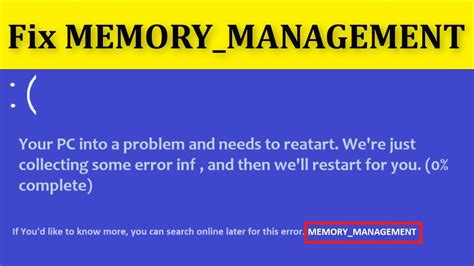 How To Fix Memory Management Blue Screen Error Windows 10 8 7 Youtube