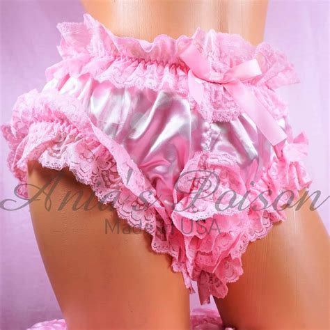 Anias Sissy Spanking Maid Satin High Cut Super Frilly Open Crotch Baby