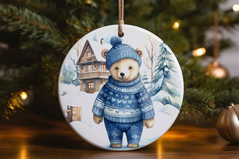 Teddy Bear Blue Ornament 3 Graphic by R.Ray Design · Creative Fabrica