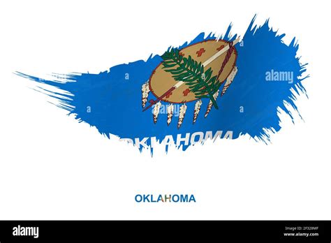 Flag Of Oklahoma State In Grunge Style With Waving Effect Vector