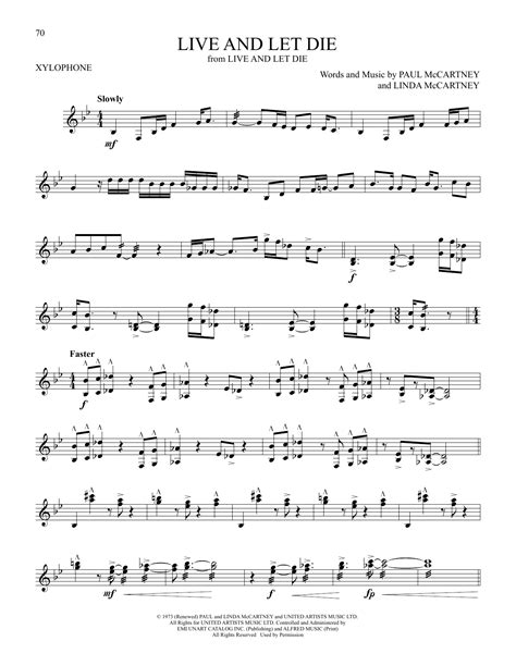 Live And Let Die By Paul Mccartney And Wings Sheet Music For Xylophone