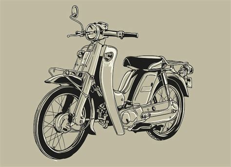 Ilustración de vector de motocicleta clásica dibujada a mano con