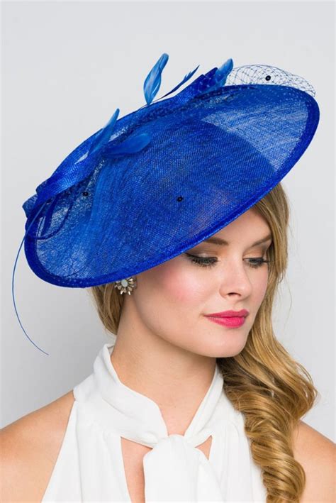 Royal Blue Fascinator Hat Wendy Wide Slightly Etsy UK